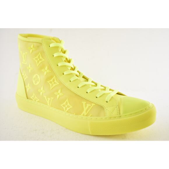 Louis Vuitton Luxembourg Tattoo Yellow Monogram High Top Sneaker UK 9 US 10 11 - Picture 5 of 13